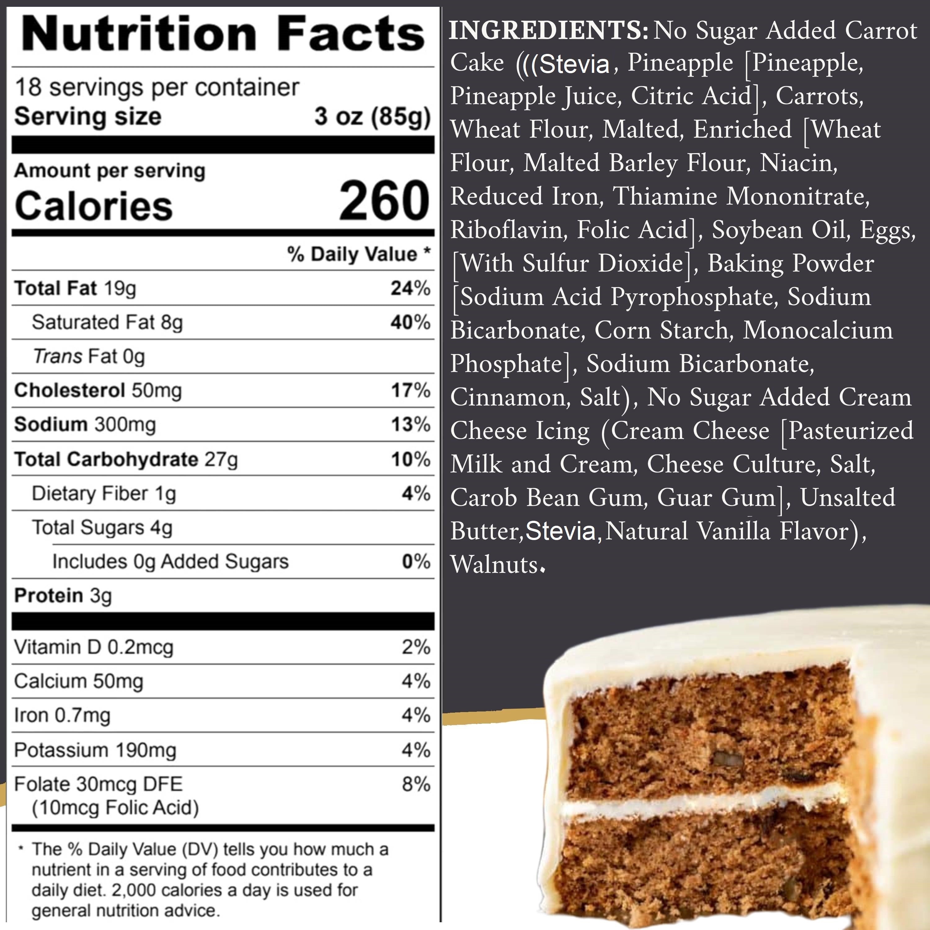 Andy Anand Sugar-Free Carrot Cake, 9-Inch, 3.2 lb – Moist & Flavorful, Diabetic-Friendly, All-Natural, No Preservatives, Birthday Gift Box